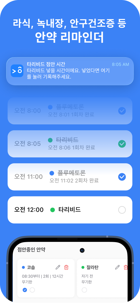 라식, 녹내장, 안구건조증 등 안약 리마인더